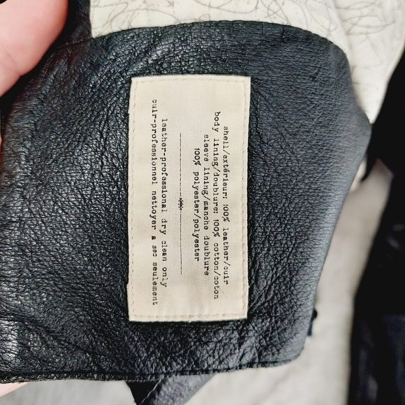 Cartonnier Black Leather Asymmetric Zip Up Moto Metall Leather Jacket P2948 - Picture 6 of 7